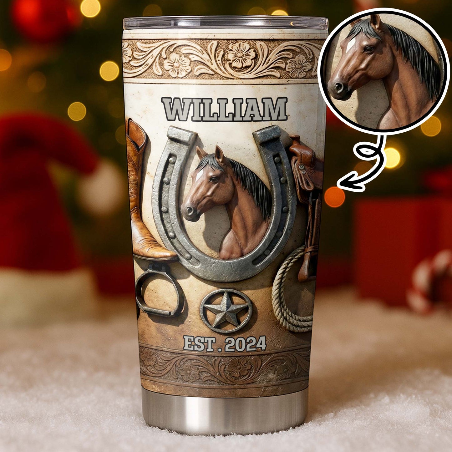 Customizable Western Horse-Themed Tumbler Design