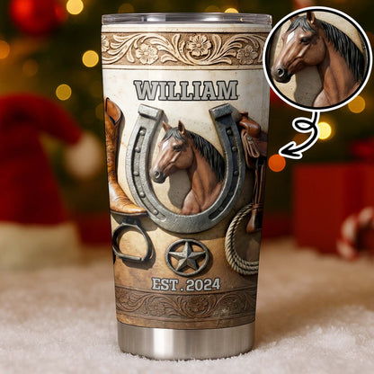 Customizable Western Horse-Themed Tumbler Design