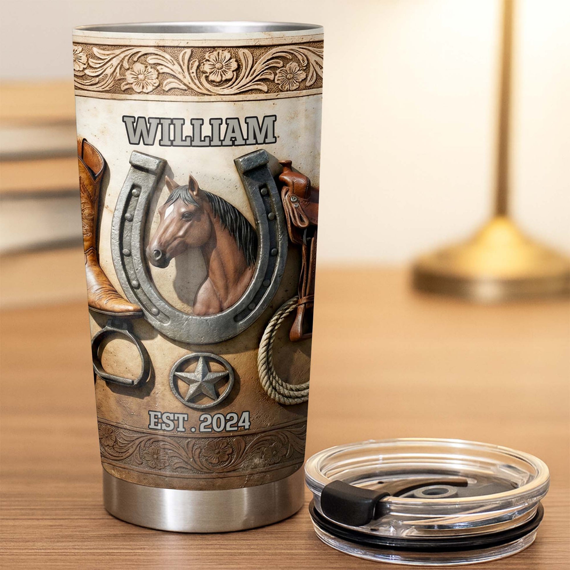 Customizable Western Horse-Themed Tumbler Design
