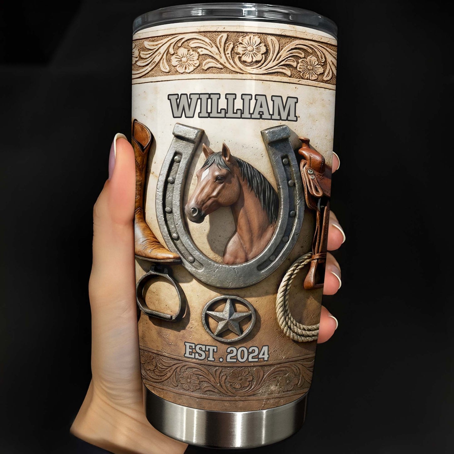 Customizable Western Horse-Themed Tumbler Design