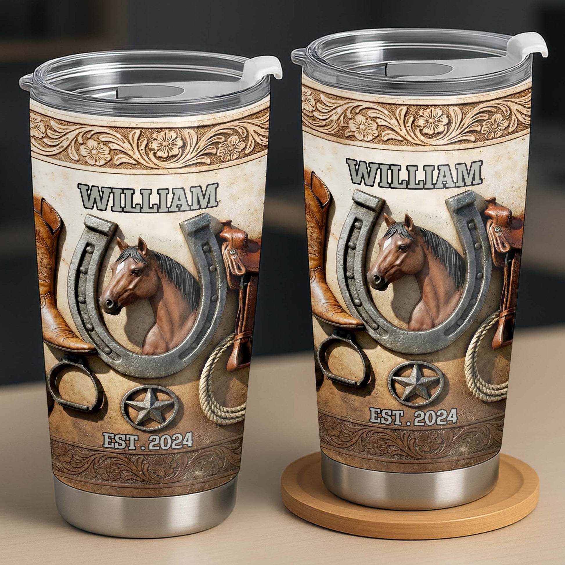 Customizable Western Horse-Themed Tumbler Design