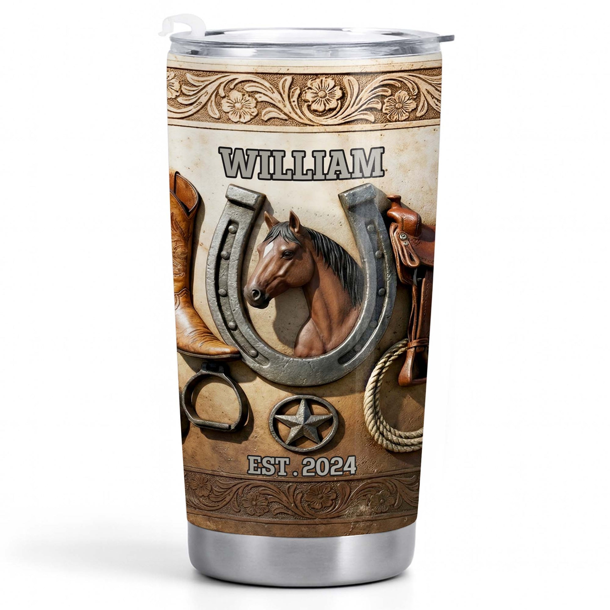 Customizable Western Horse-Themed Tumbler Design