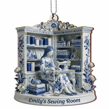 A Serene Crafting Moment With Sewing Machine And Flowers