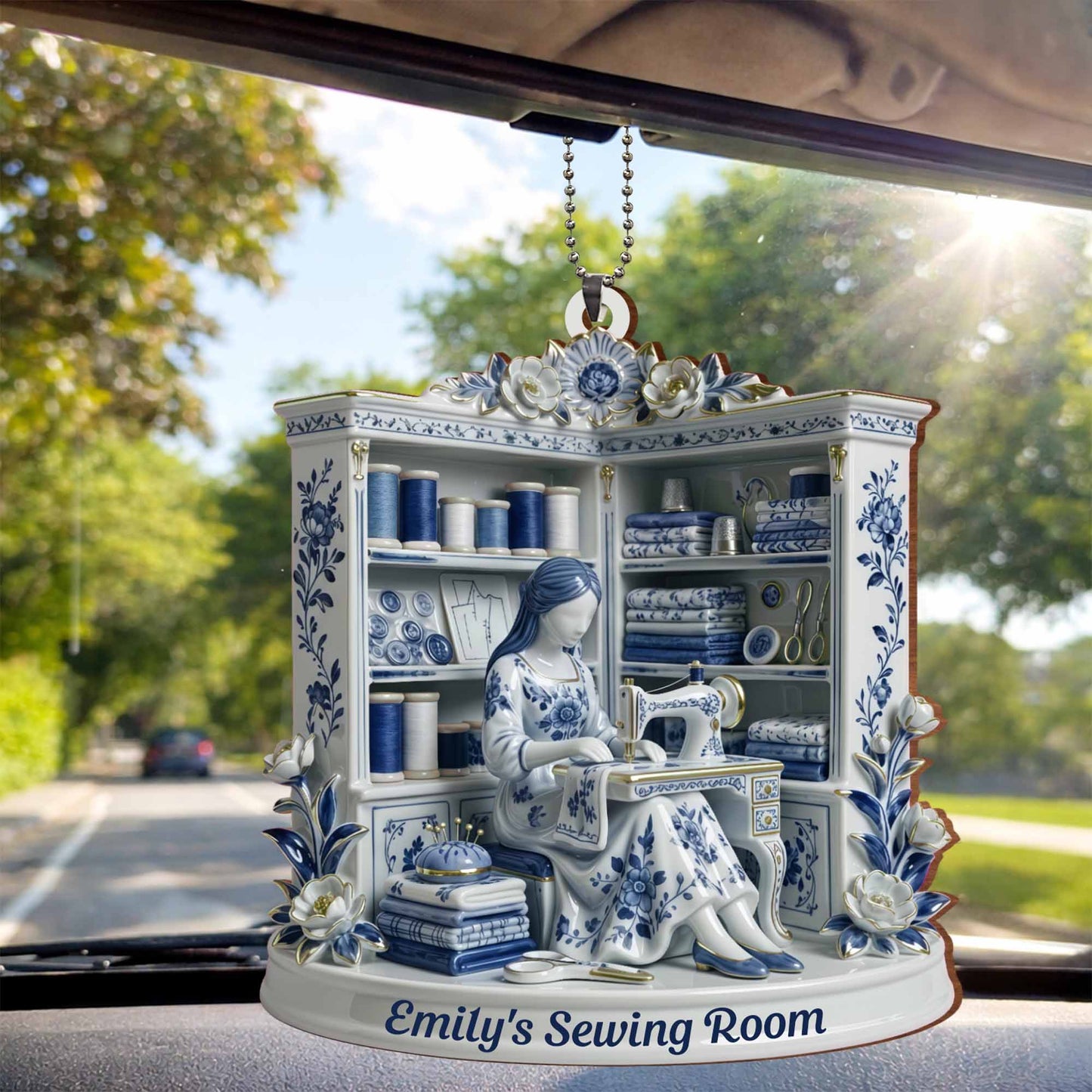 A Serene Crafting Moment With Sewing Machine And Flowers