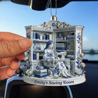 A Serene Crafting Moment With Sewing Machine And Flowers