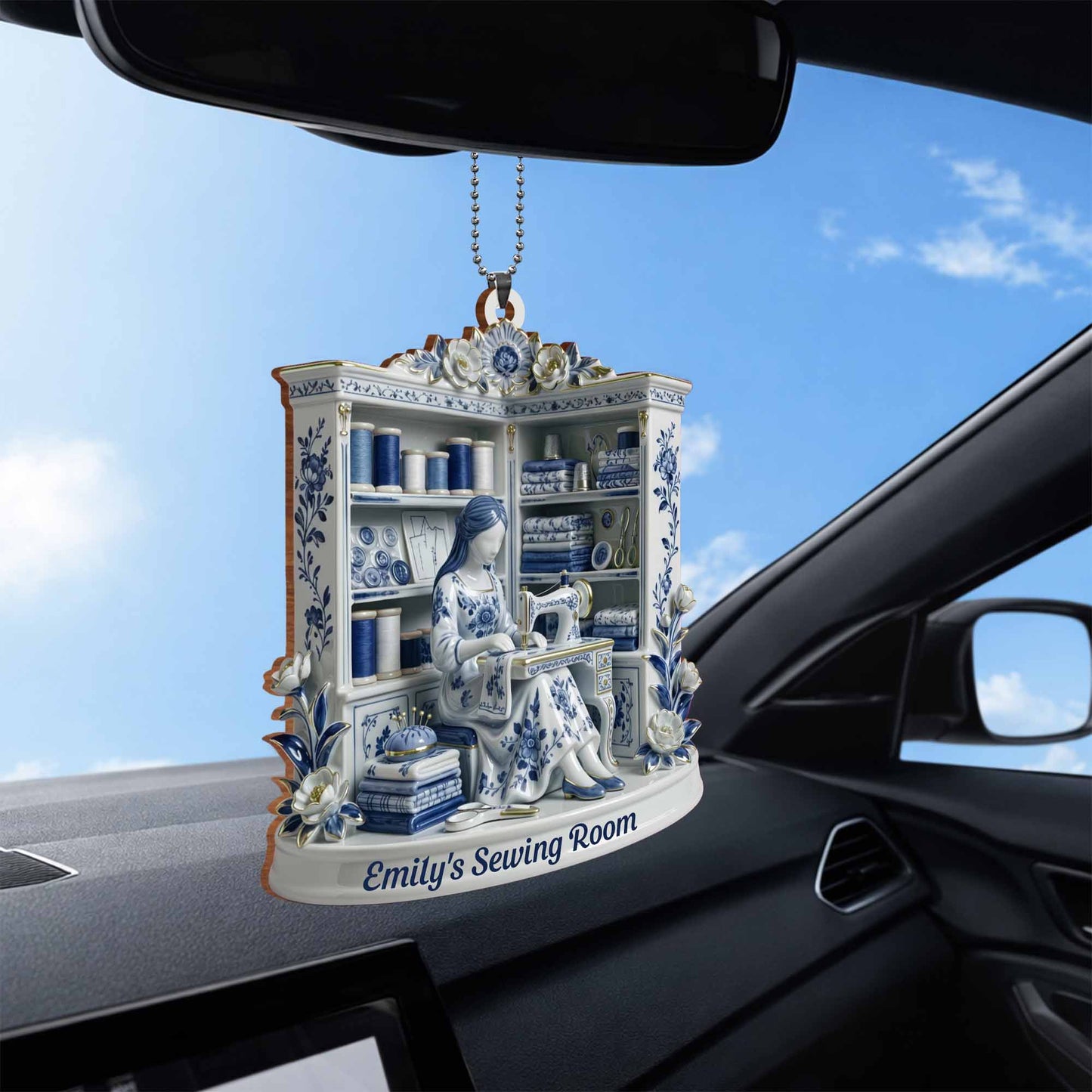 A Serene Crafting Moment With Sewing Machine And Flowers