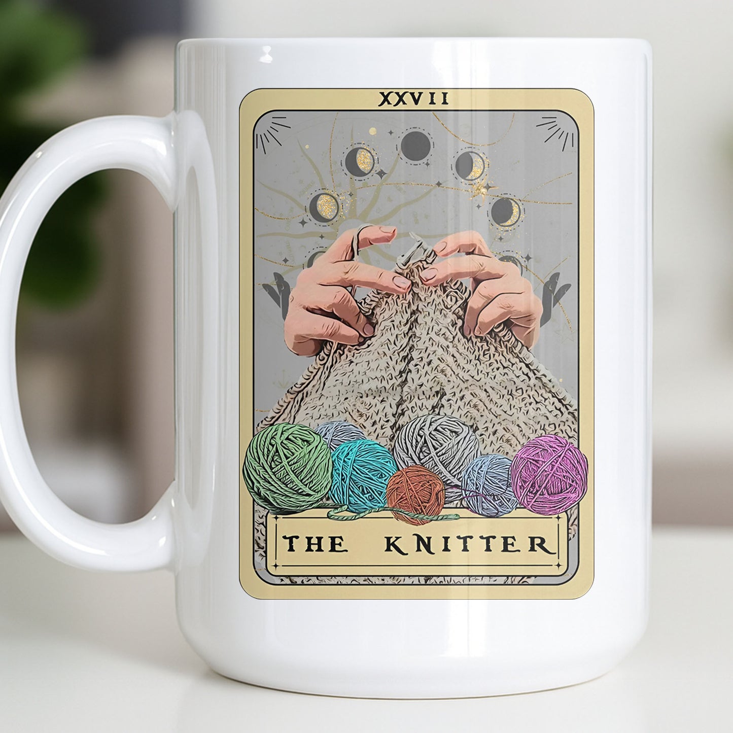 The Knitter Tarot Card Style With Yarn Balls