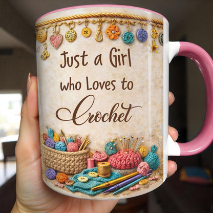 Just A Girl Who Loves To Crochet With Colorful Yarns And Buttons