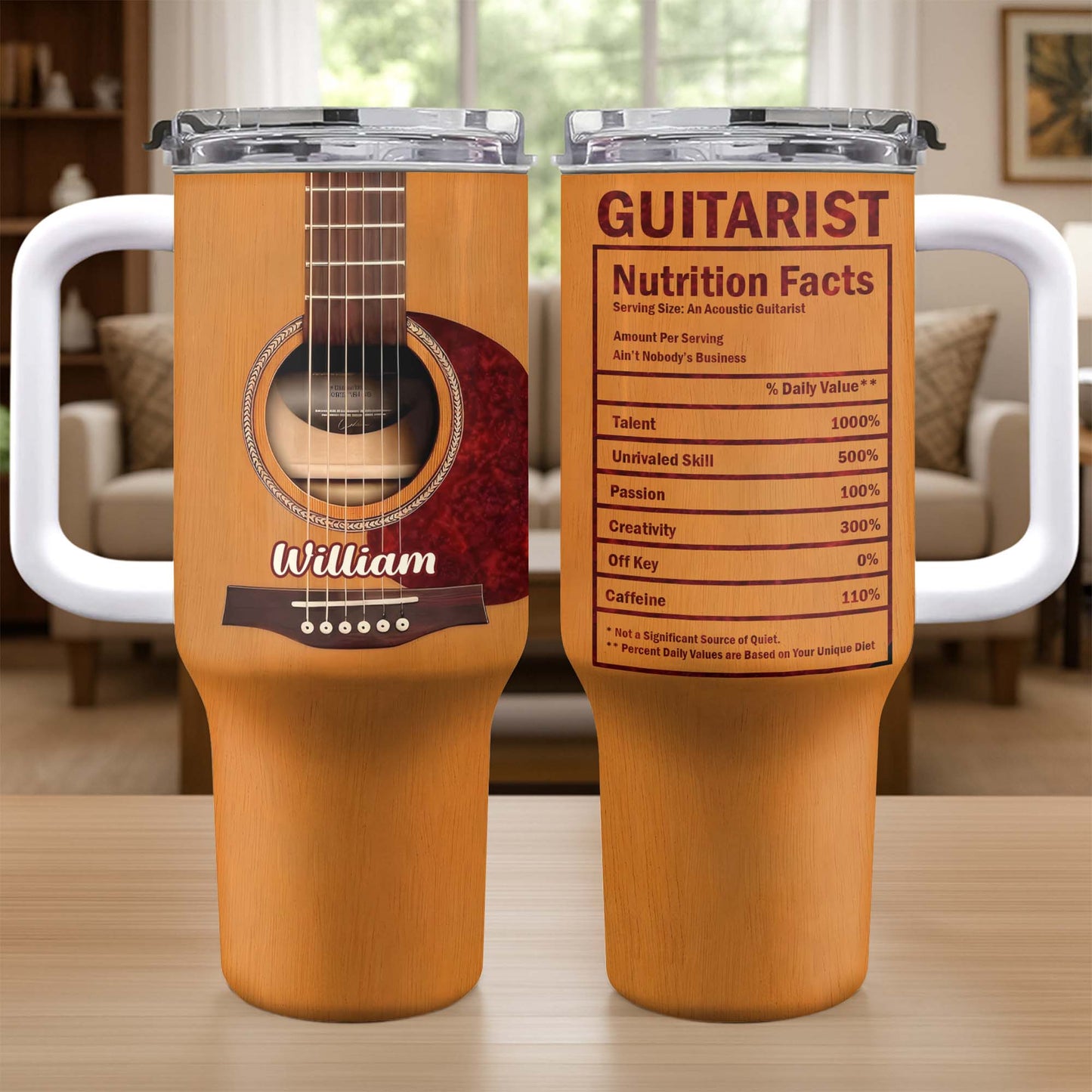 Guitarist Nutrition Facts Acoustic Guitar Musical Instrument - Personalized 40oz Tumbler With Straw - HOB062_TBS