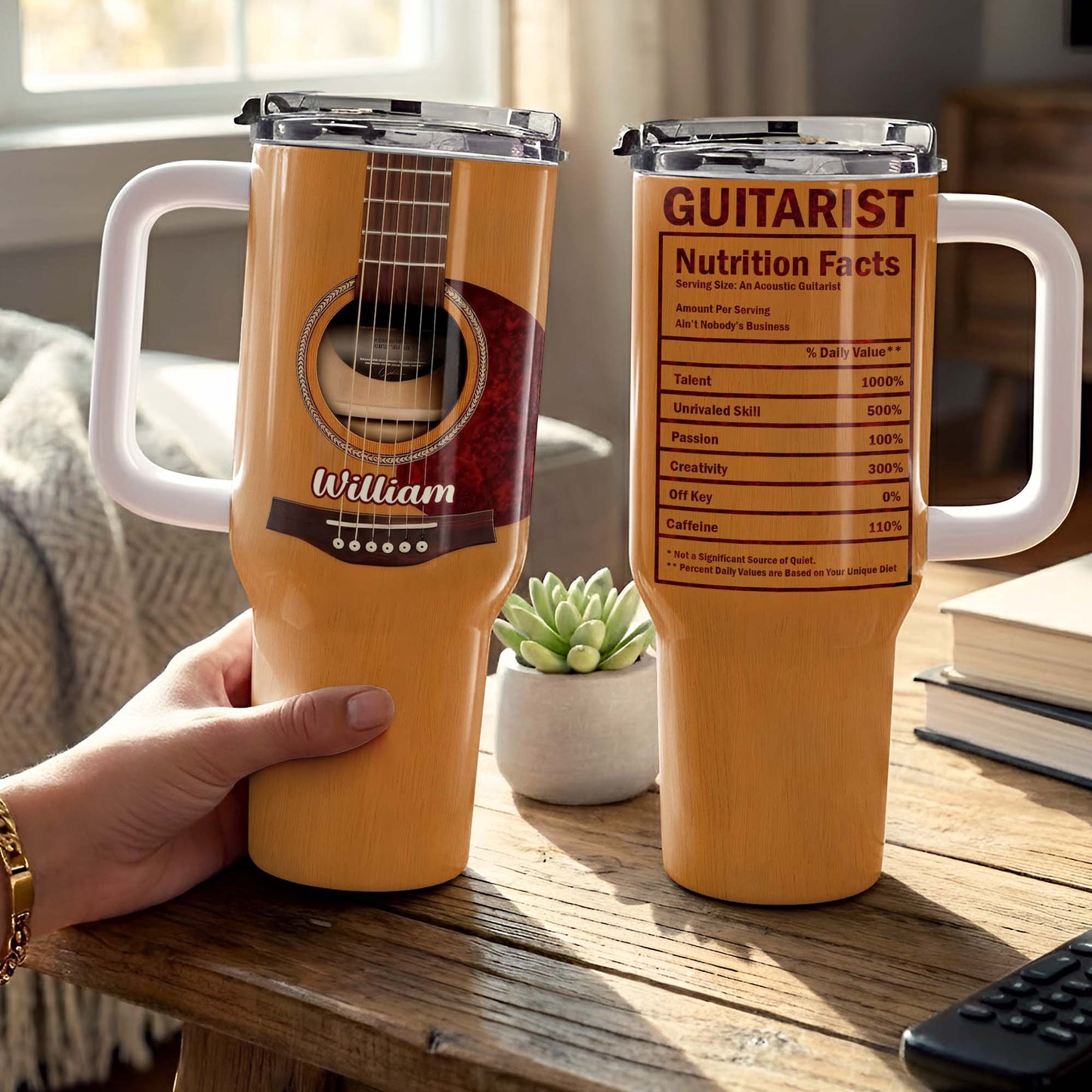 Guitarist Nutrition Facts Acoustic Guitar Musical Instrument - Personalized 40oz Tumbler With Straw - HOB062_TBS
