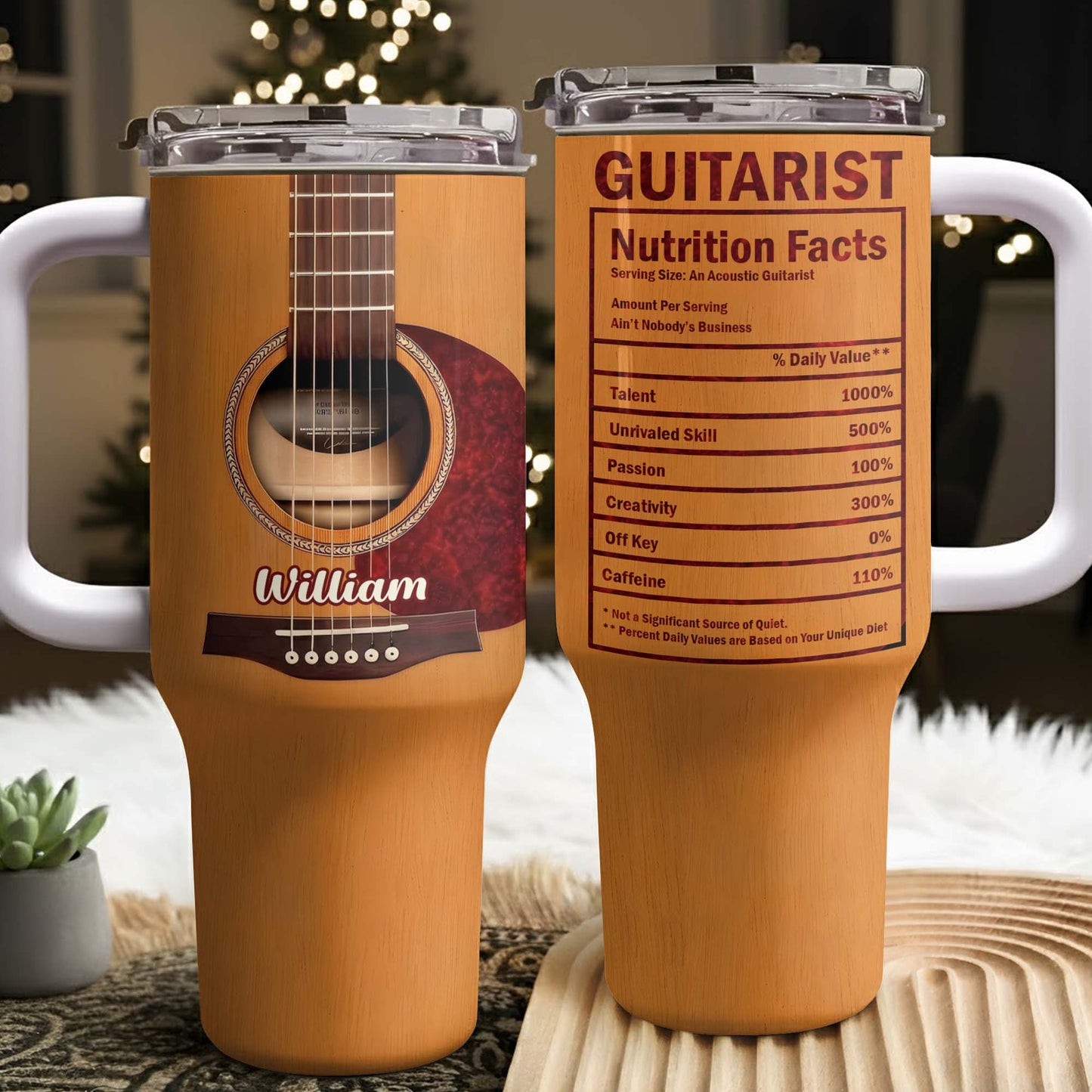 Guitarist Nutrition Facts Acoustic Guitar Musical Instrument - Personalized 40oz Tumbler With Straw - HOB062_TBS