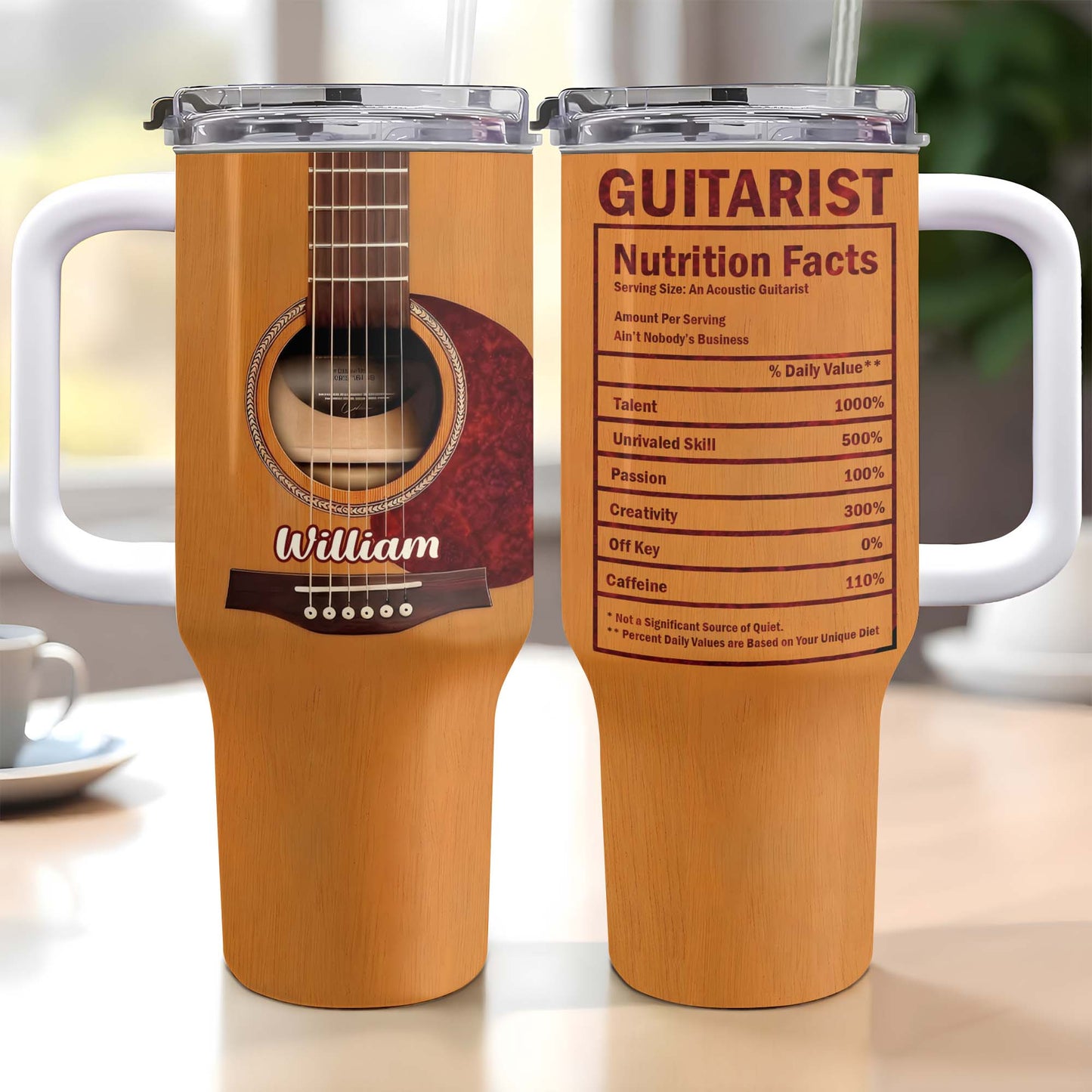 Guitarist Nutrition Facts Acoustic Guitar Musical Instrument - Personalized 40oz Tumbler With Straw - HOB062_TBS