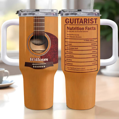 Guitarist Nutrition Facts Acoustic Guitar Musical Instrument - Personalized 40oz Tumbler With Straw - HOB062_TBS