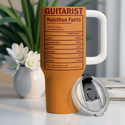 Guitarist Nutrition Facts Acoustic Guitar Musical Instrument - Personalized 40oz Tumbler With Straw - HOB062_TBS