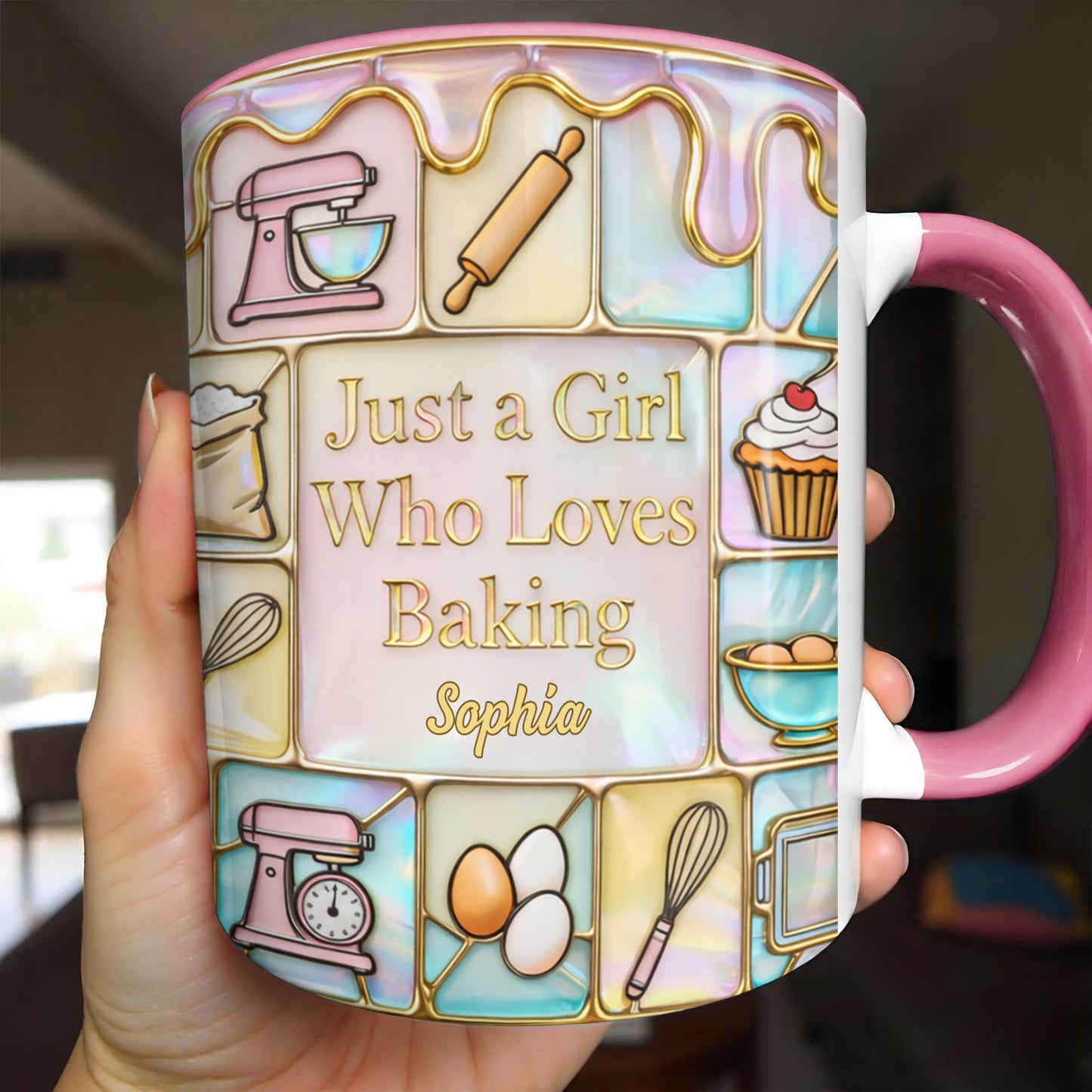 Just A Girl Who Loves Baking, Kitchen Essentials - Personalized Custom Accent Mug - HOB063_AMUG
