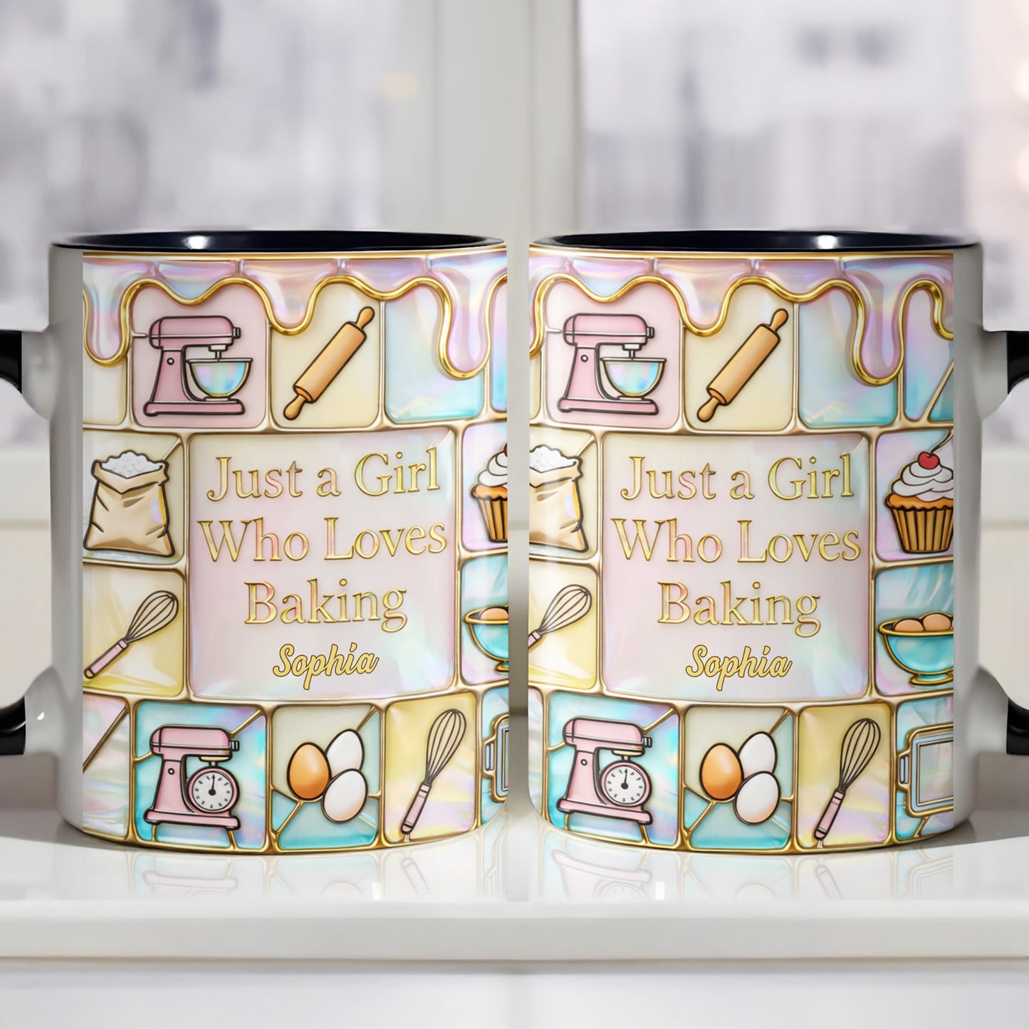 Just A Girl Who Loves Baking, Kitchen Essentials - Personalized Custom Accent Mug - HOB063_AMUG