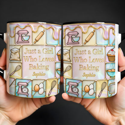 Just A Girl Who Loves Baking, Kitchen Essentials - Personalized Custom Accent Mug - HOB063_AMUG