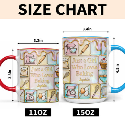 Just A Girl Who Loves Baking, Kitchen Essentials - Personalized Custom Accent Mug - HOB063_AMUG