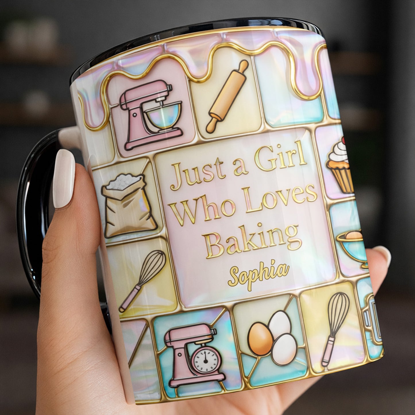 Just A Girl Who Loves Baking, Kitchen Essentials - Personalized Custom Accent Mug - HOB063_AMUG