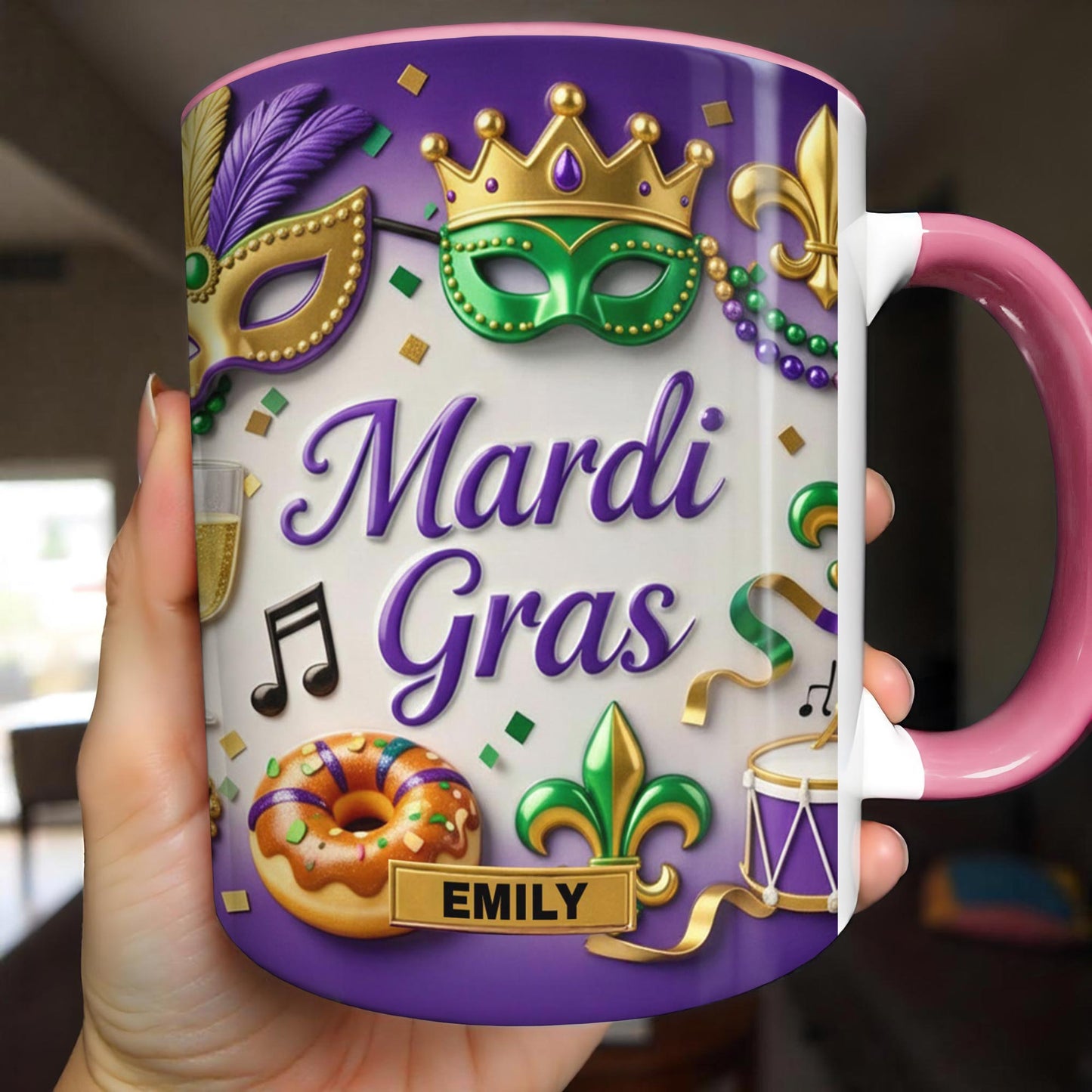 Mardi Gras Celebration With Masks And Beads