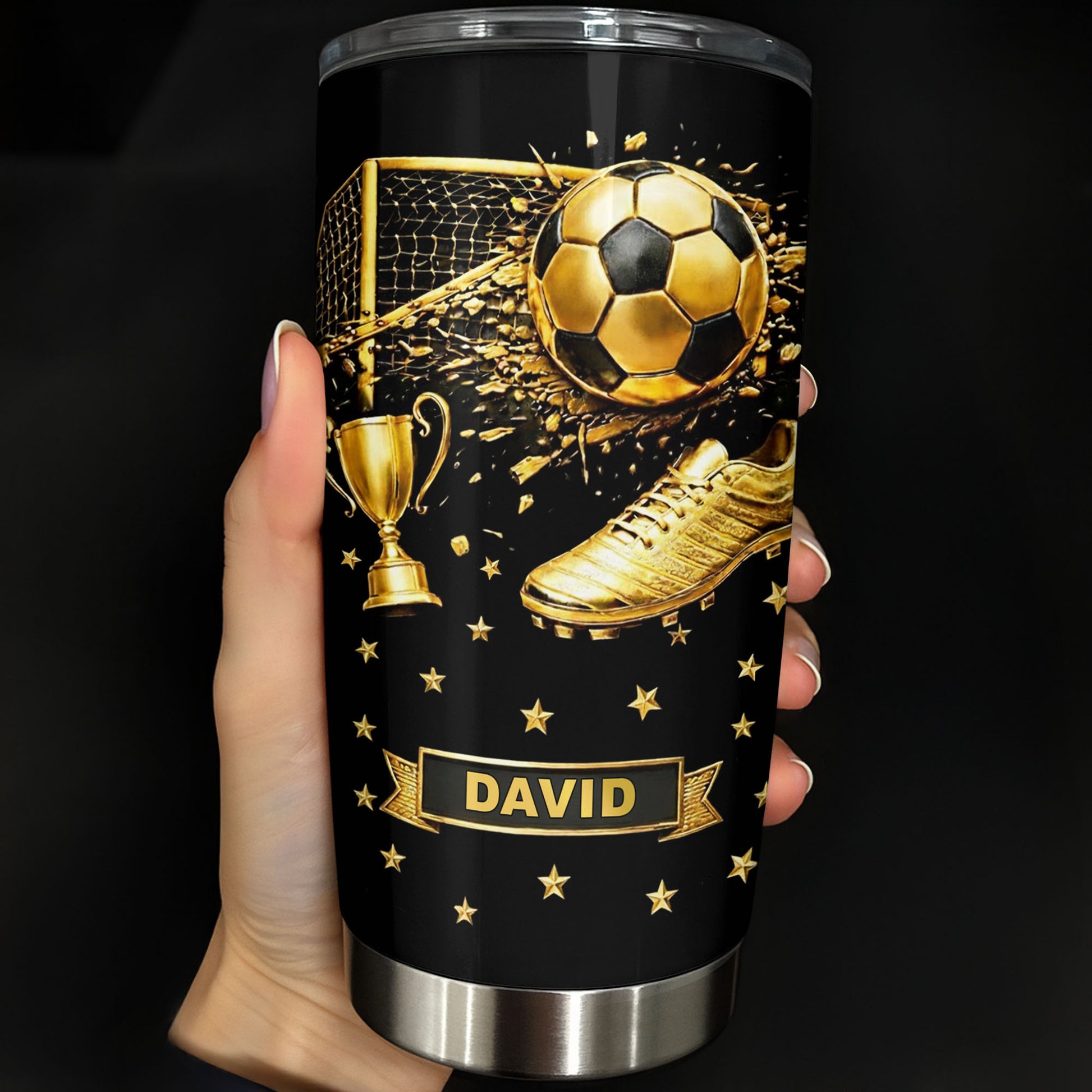 Celebrate Your Achievements Soccer Ball, Trophy And Cleats