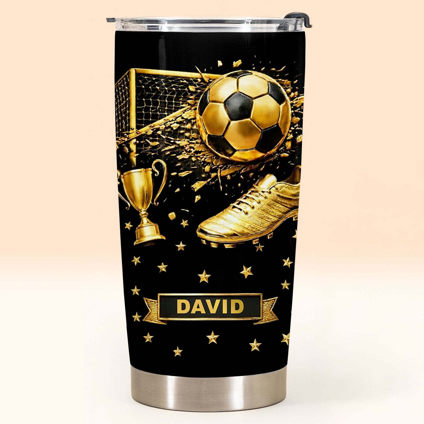 Celebrate Your Achievements Soccer Ball, Trophy And Cleats
