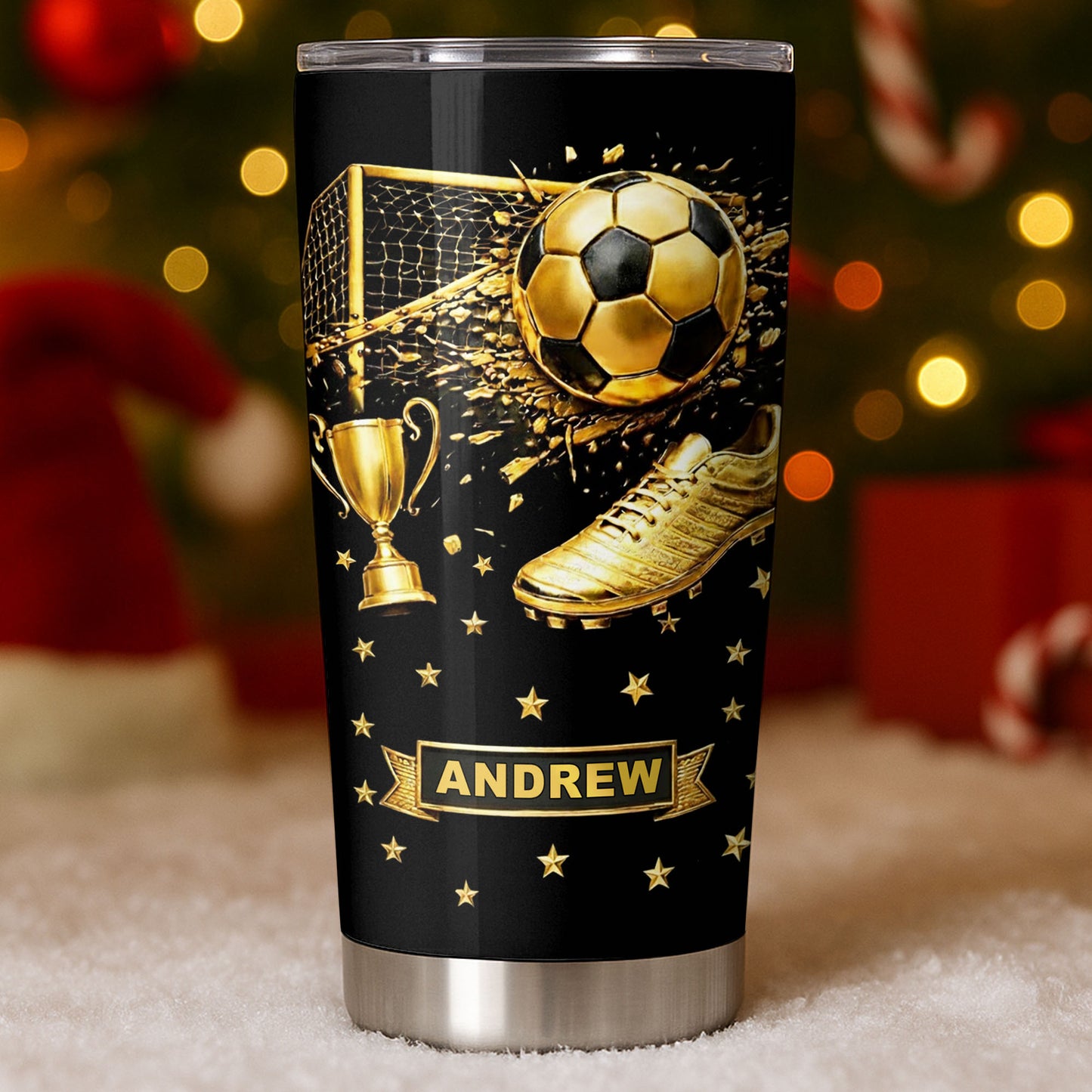 Celebrate Your Achievements Soccer Ball, Trophy And Cleats
