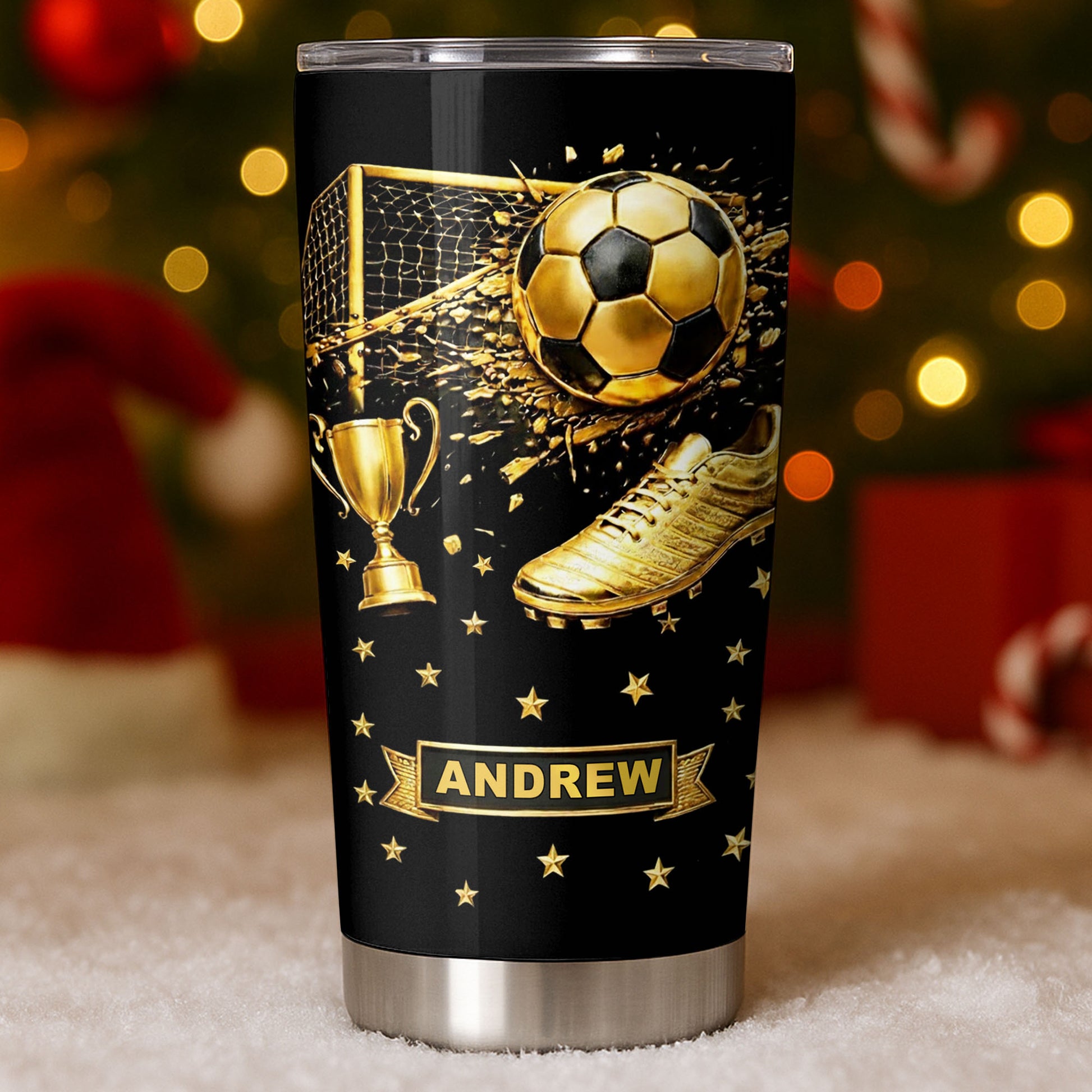 Celebrate Your Achievements Soccer Ball, Trophy And Cleats
