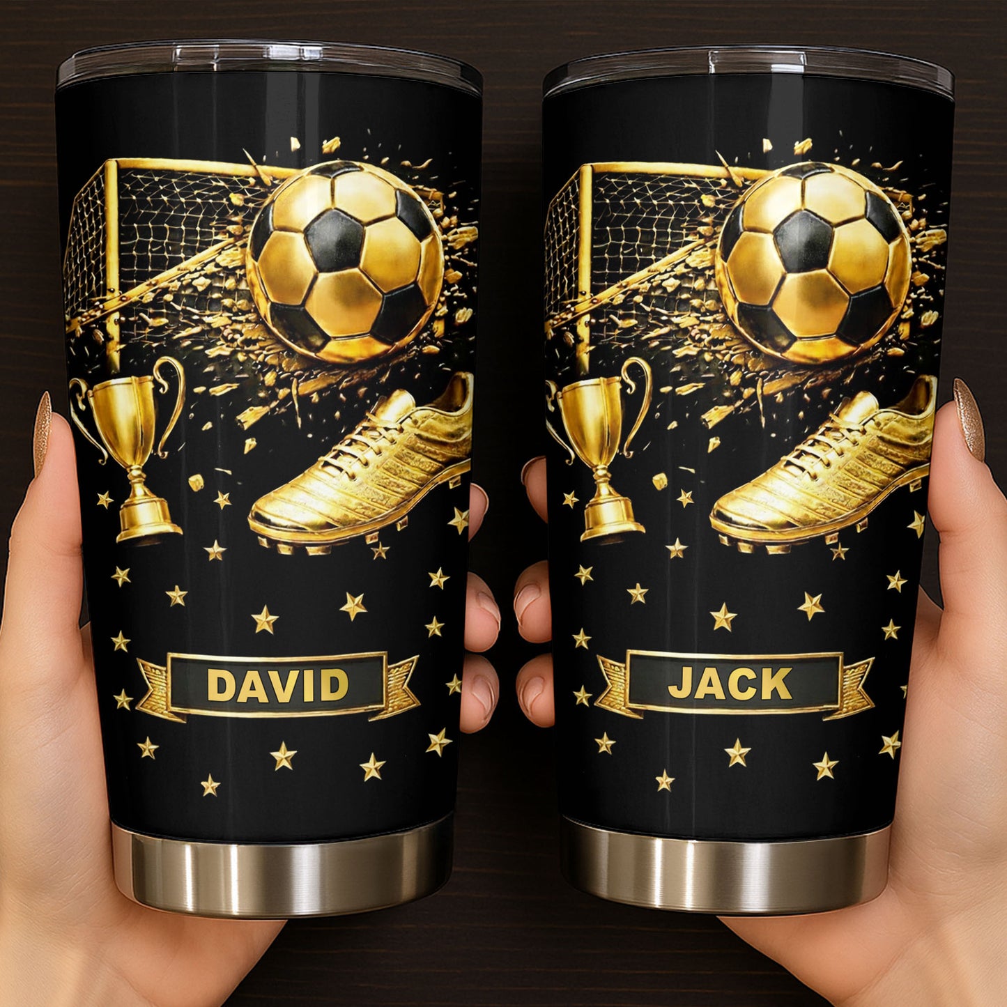 Celebrate Your Achievements Soccer Ball, Trophy And Cleats