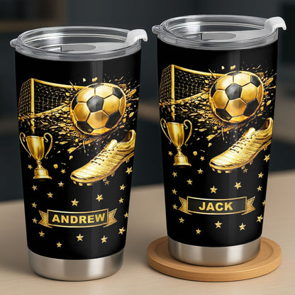 Celebrate Your Achievements Soccer Ball, Trophy And Cleats