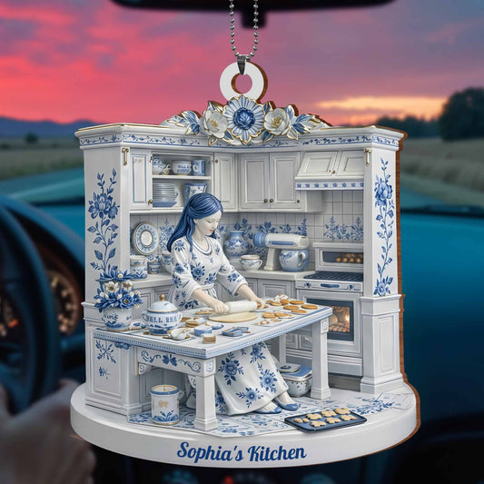 Sophia's Kitchen, Woman Preparing Meals With Floral Decor