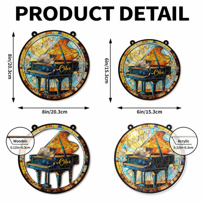 Play With Your Heart Stained Glass Grand Piano Musical Notes