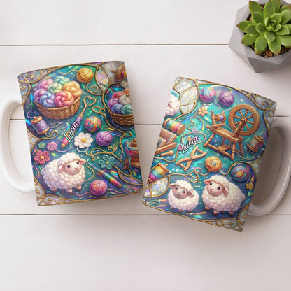 To Lucia, Yarn Balls And Spinning Wheel Design