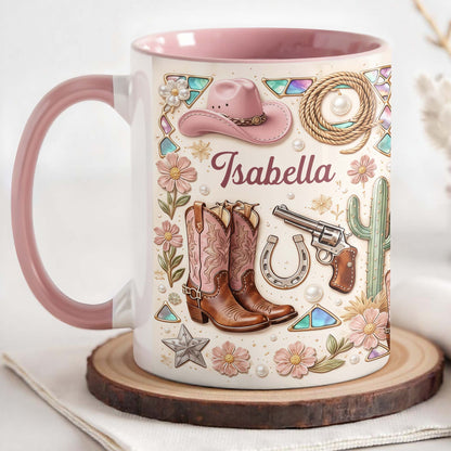 A Cowgirl's Spirit With Pink Boots Hat And Flowers
