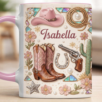 A Cowgirl's Spirit With Pink Boots Hat And Flowers