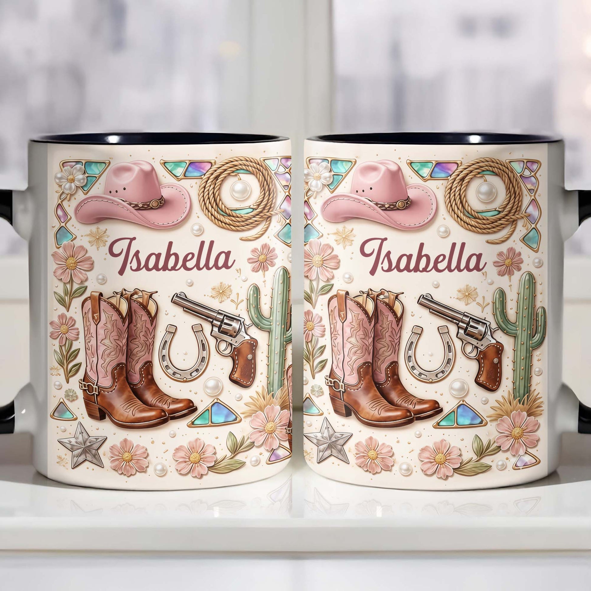 A Cowgirl's Spirit With Pink Boots Hat And Flowers