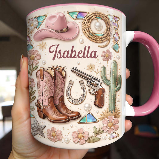 A Cowgirl's Spirit With Pink Boots Hat And Flowers