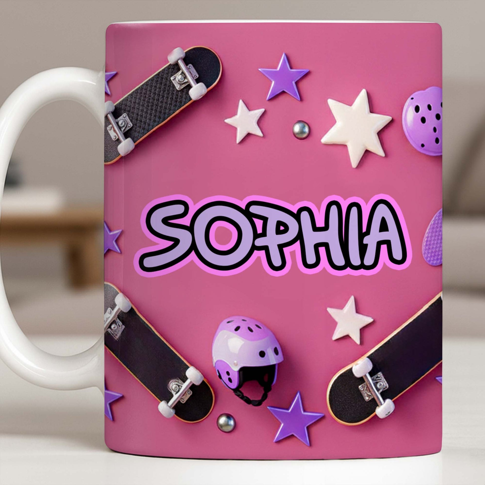 Skate Like A Girl With Style Skateboard And Stars