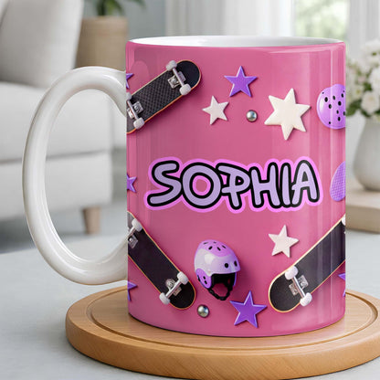 Skate Like A Girl With Style Skateboard And Stars