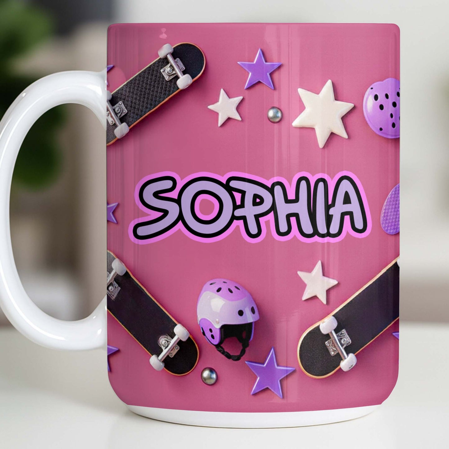 Skate Like A Girl With Style Skateboard And Stars