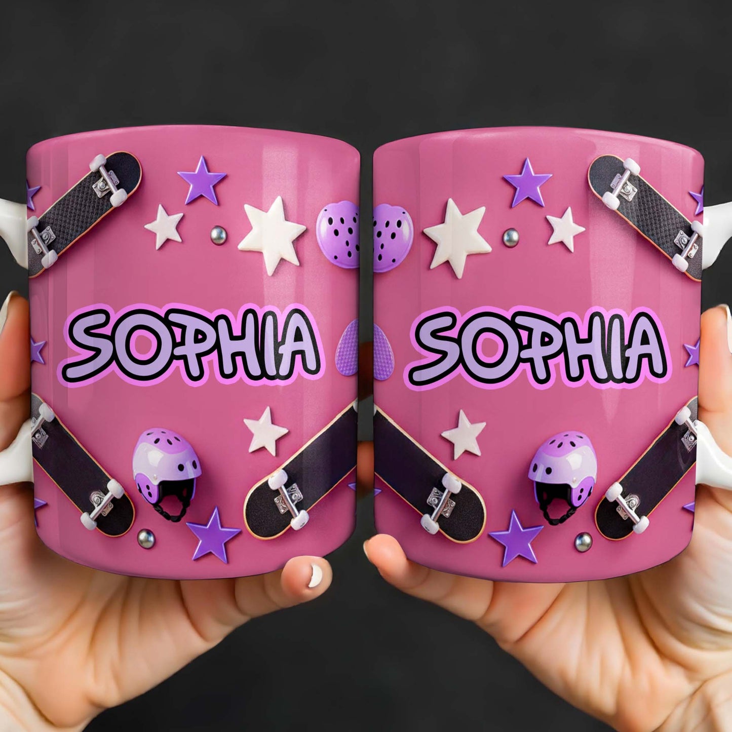 Skate Like A Girl With Style Skateboard And Stars