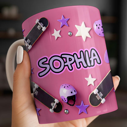 Skate Like A Girl With Style Skateboard And Stars