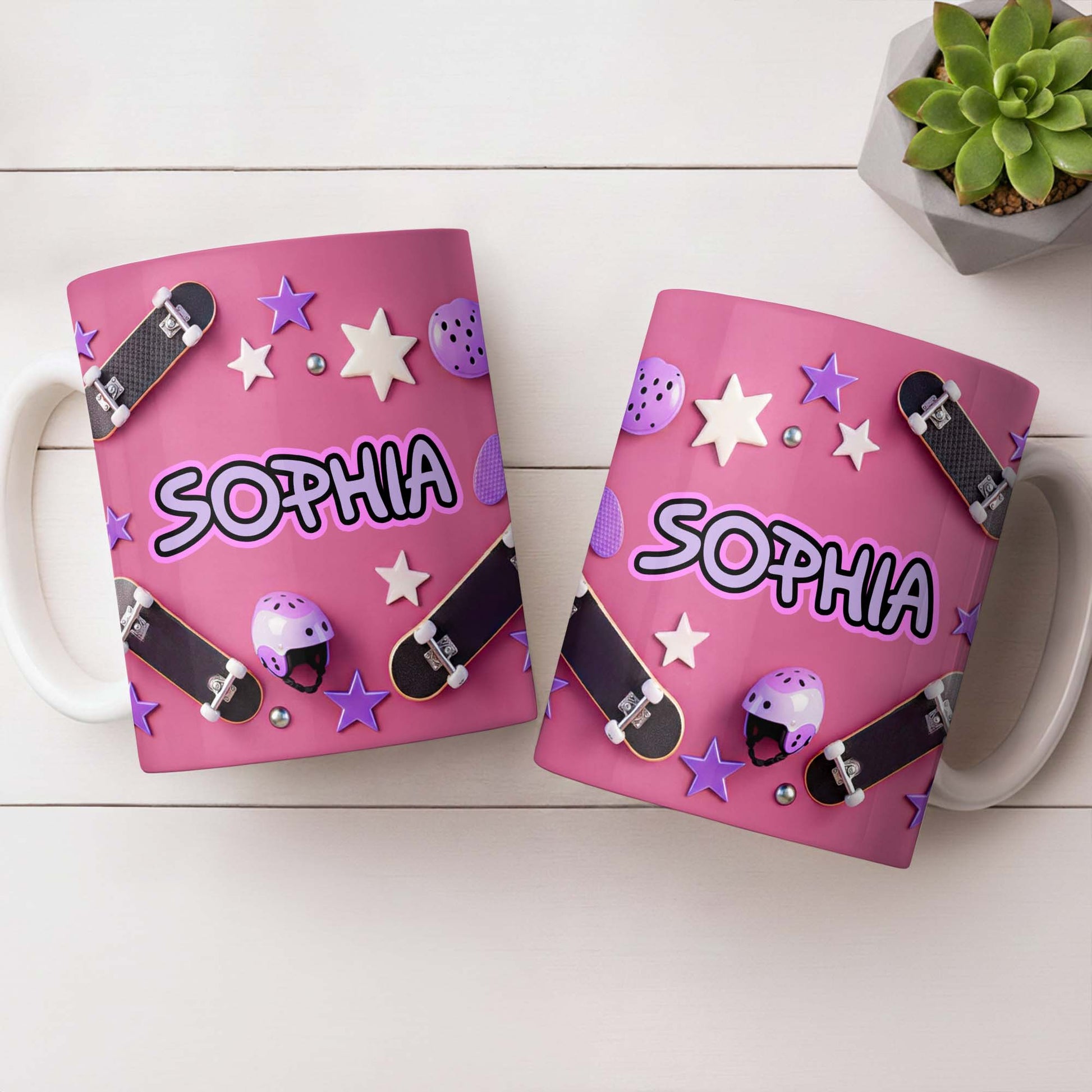 Skate Like A Girl With Style Skateboard And Stars