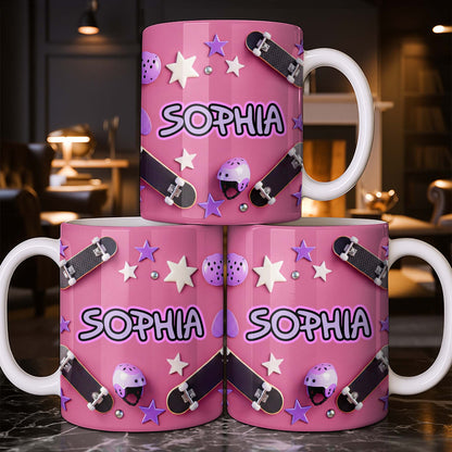 Skate Like A Girl With Style Skateboard And Stars