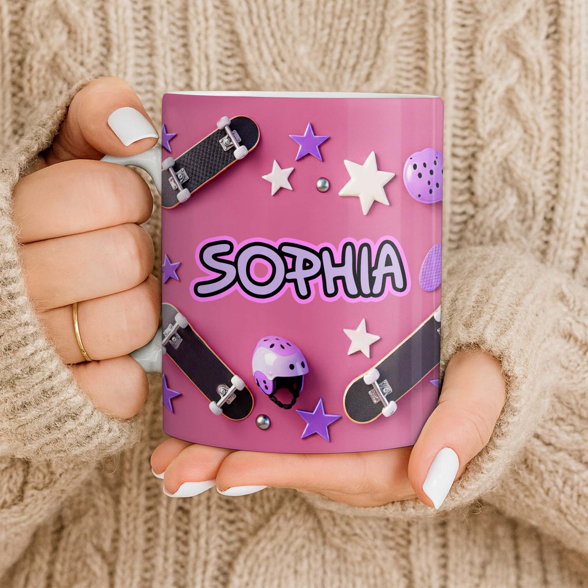 Skate Like A Girl With Style Skateboard And Stars