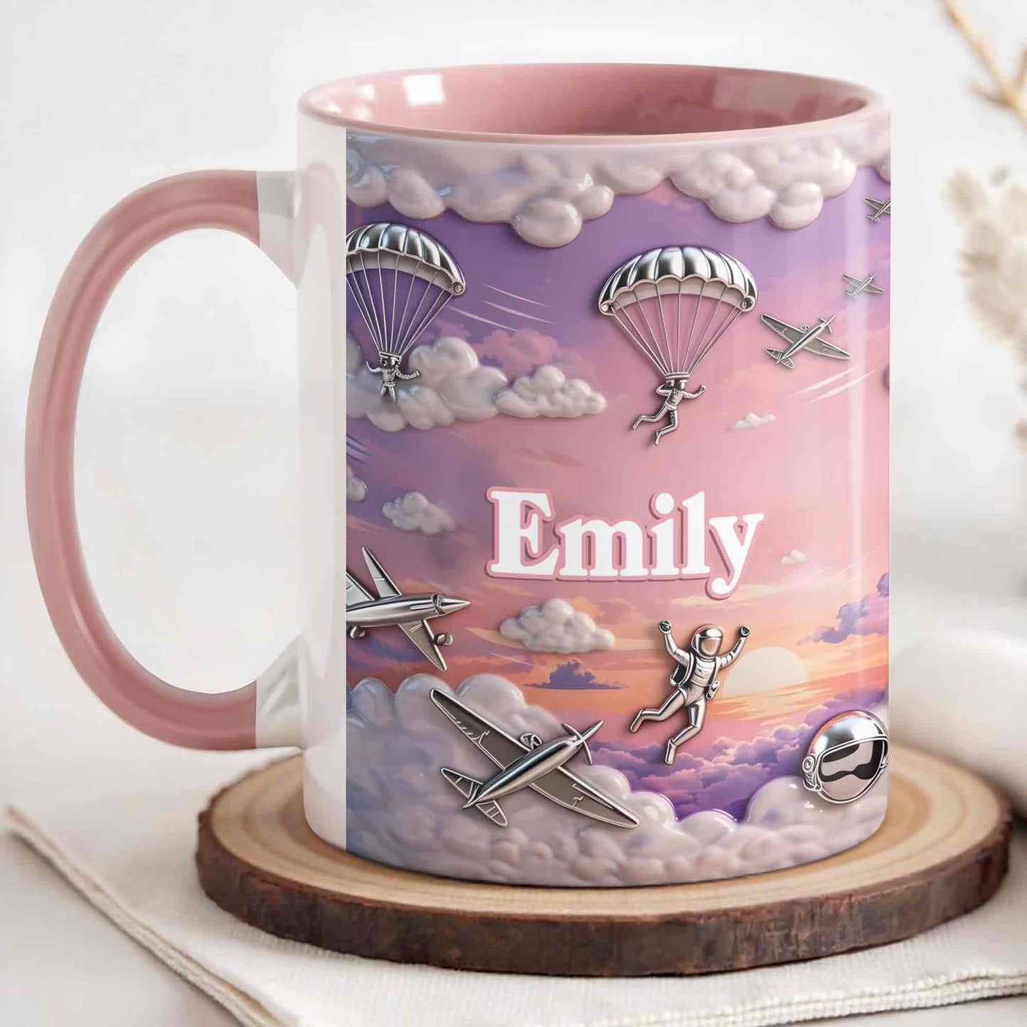 Flying High Above The Clouds With Skydiver And Airplane Graphics