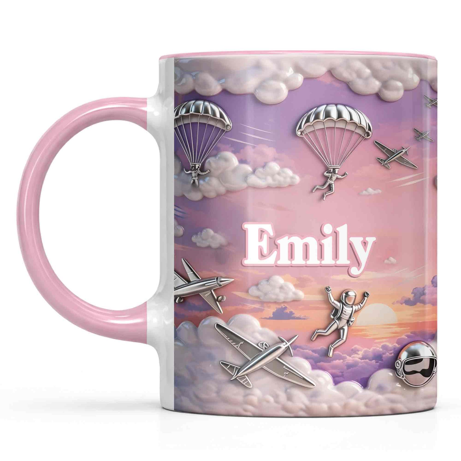 Flying High Above The Clouds With Skydiver And Airplane Graphics