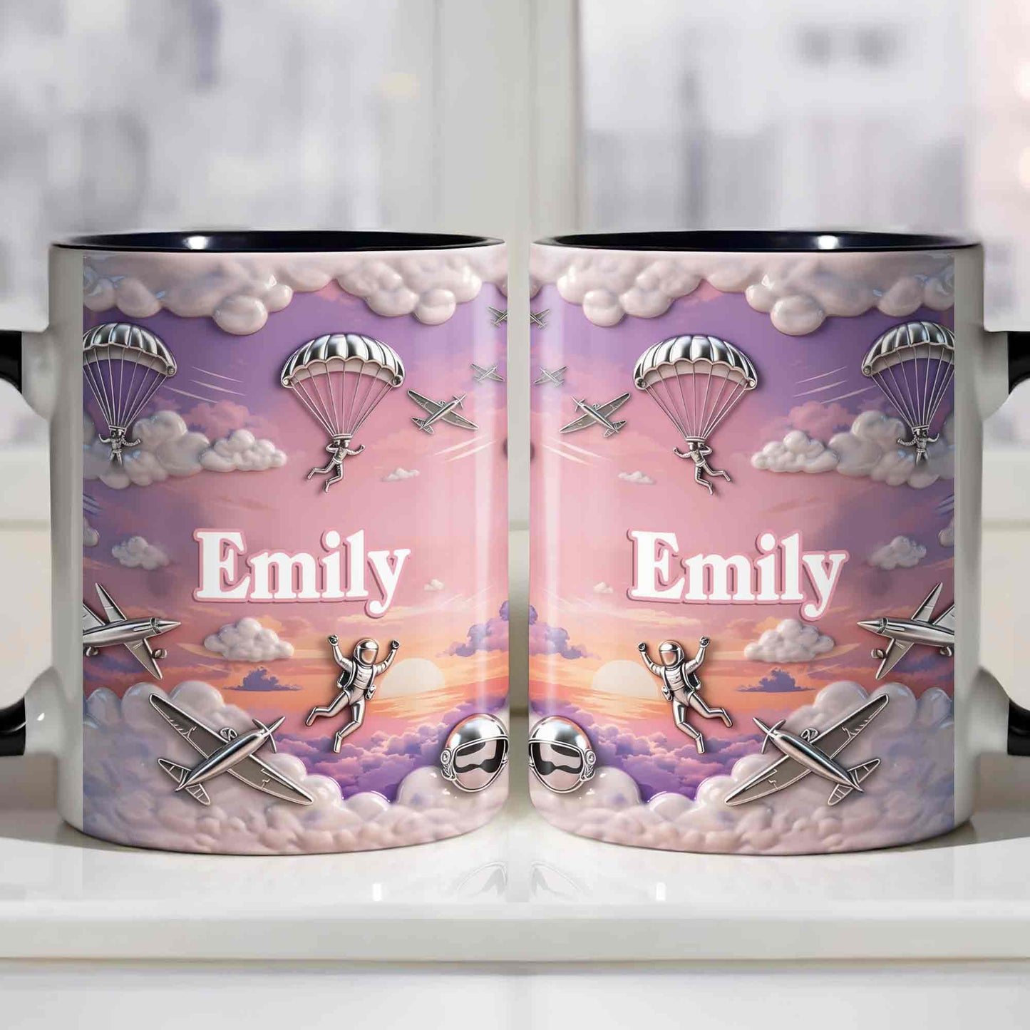 Flying High Above The Clouds With Skydiver And Airplane Graphics