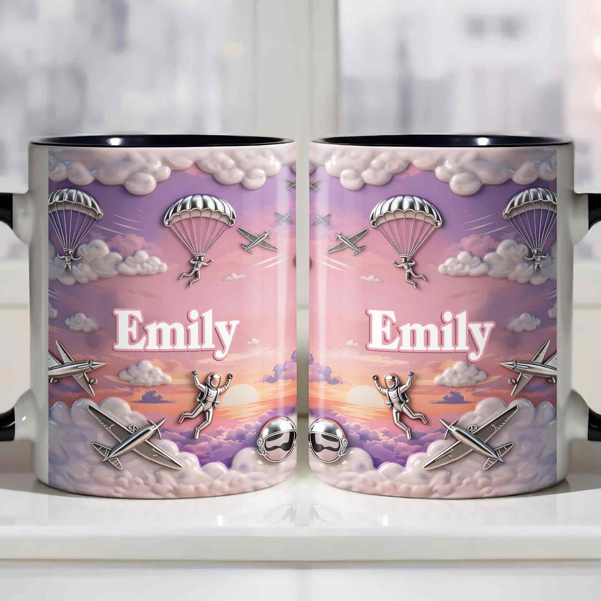 Flying High Above The Clouds With Skydiver And Airplane Graphics