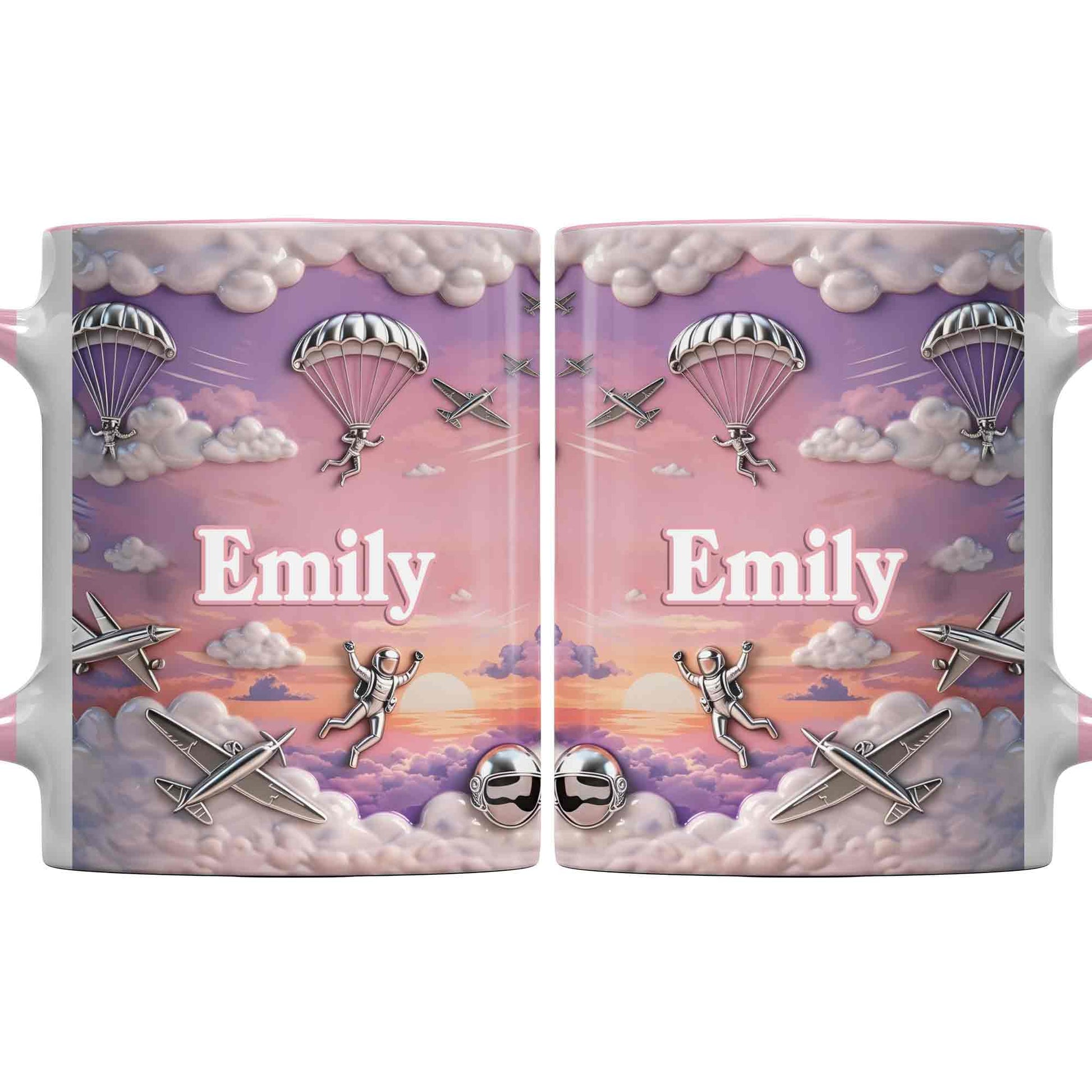 Flying High Above The Clouds With Skydiver And Airplane Graphics